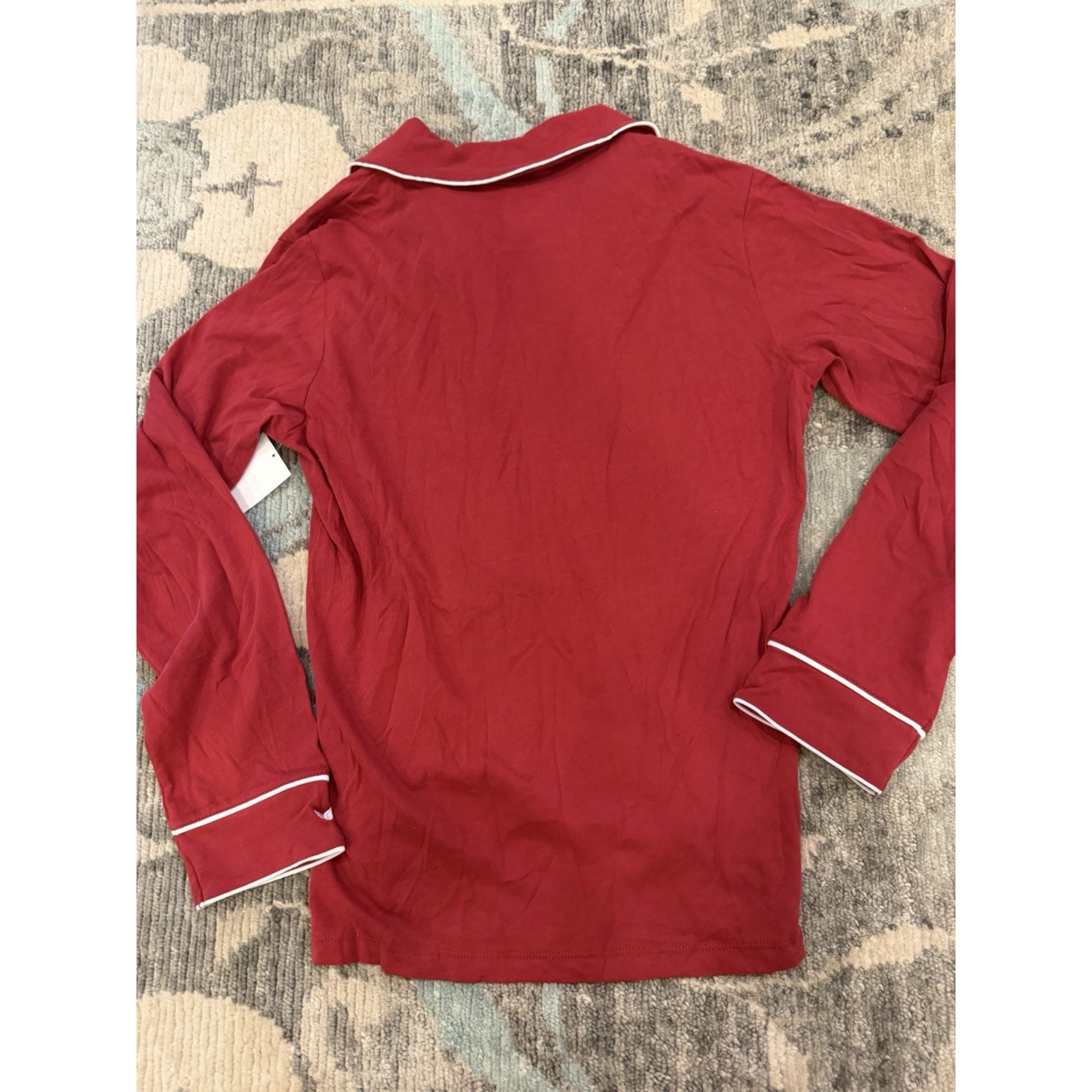 Petite Plume Pima Cotton Pajama Top Red White Trim Xs Nwt — image 4 of 8